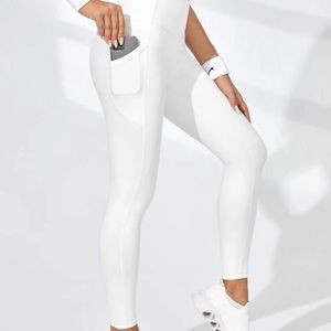 Shein High Stretch Pocket Side Wide Waistband Sports Leggings